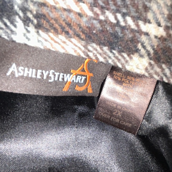 Ashley Stewart Women's Plaid Wool Blend Lined Pea Coat With Belt, Size 2X - Picture 10 of 11